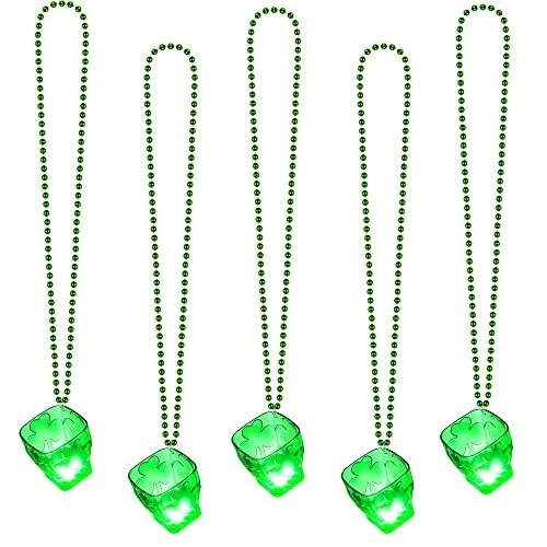 St. Patrick's Day Necklace, Light St Patricks Beer Mug Beads Accessories,