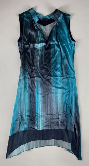 Elie Tahari Sheath Dress Womens Size 8 Blue Silk Elastane Sleeveless