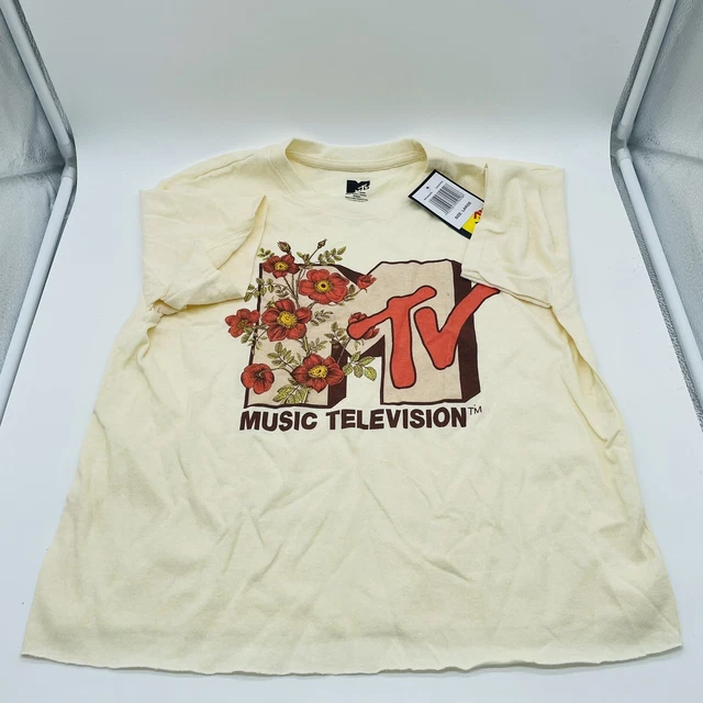 Kids MTV Rose Design Cropped Size Large Cream Color Shirt