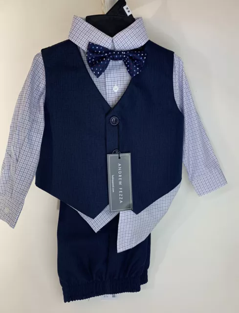 Andrew Fezza Boys Dress Suit Vest Pants 18 M Navy Blue Partywear