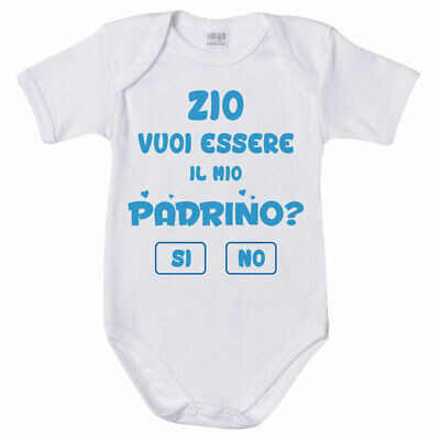 Body neonato personalizzabile con nome zio vuoi essere il mio padrino?