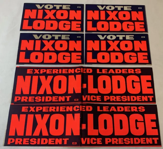Lotto Di Sei 1960 Richard Nixon / Henry Cabot Lodge Paraurti Adesivi 4x7.5 E
