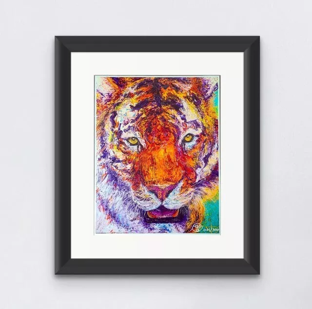 Impasto Tiger King Limited Edition 11x14 Linen Fine Art Print Signed #d /300 2
