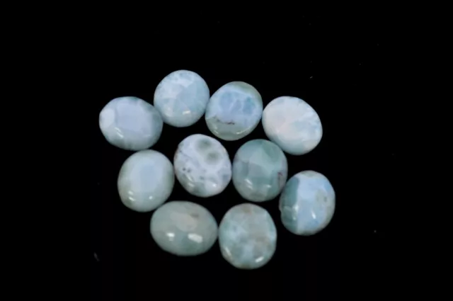 NATURAL LARIMAR 12X10mm OVAL FLAT BACK CABS (LOT OF 10 STONES)  UNDER WHOLESALE