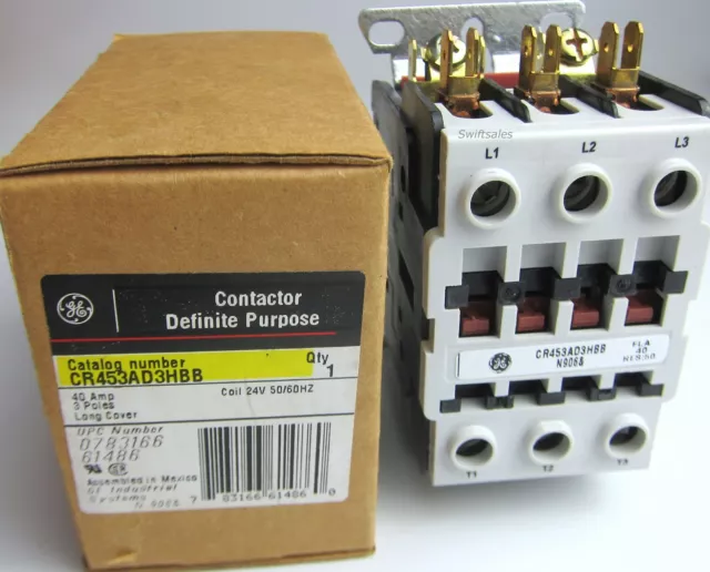 GE CR453AD3HBB 40 Amp 3-Pole 24V Definite Purpose Contactor - New In Box