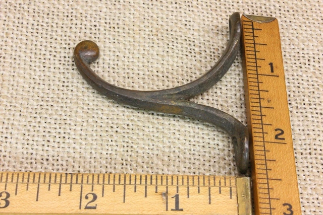 Old Single Coat Hook 1850’s School Farmhouse Wardrobe Rare Antique Cast BRASS! 6