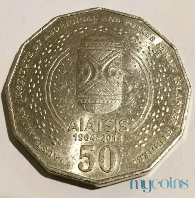 2014  50 cent AIATSIS 50c coin. Circulated x 1 coin