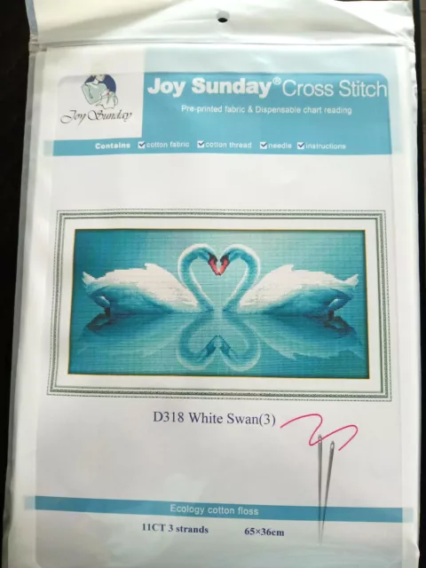 DIY Cross stitch kit/ Kreuzstich "White Swan" 65x36cm 11CT Landscape Love Animal