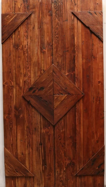 Rustic reclaimed lumber raised TRIANGLE Double barn door Farmhouse