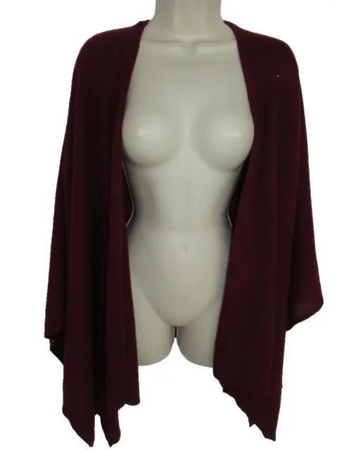 Charter Club Luxury 100% Cashmere Burgundy Large Open Poncho Wrap Ruana