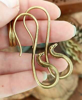 Solid Gold Plated Mandala Moroccan Ethnic Tribal Brass Snake Boho Earrings