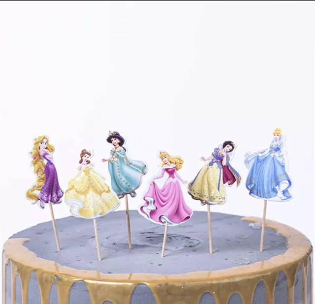 24 Stck. Disney Prinzessin Geburtstag Kuchen Topper Cupcake Picks Mädchen Party Dekor