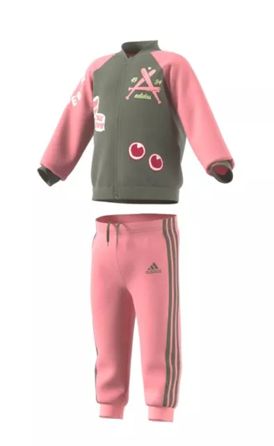 ADIDAS Kinder Baby Jogginganzug Trainingsanzug Sportanzug Baumwolle rosa / oliv