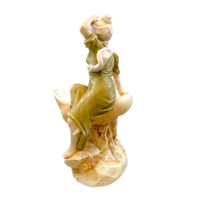 Art Nouveau Royal Dux porcelain "Maiden on shell" vide poche figurine, model 818 3