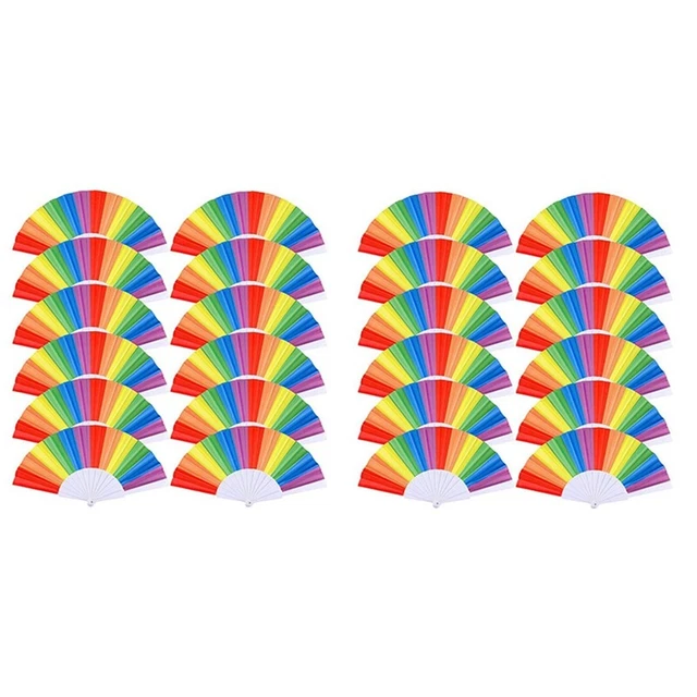 20 Pack Folding Fans , Hand Held Pride Fan Gay Pride LGBT Fans for Parties L5A3