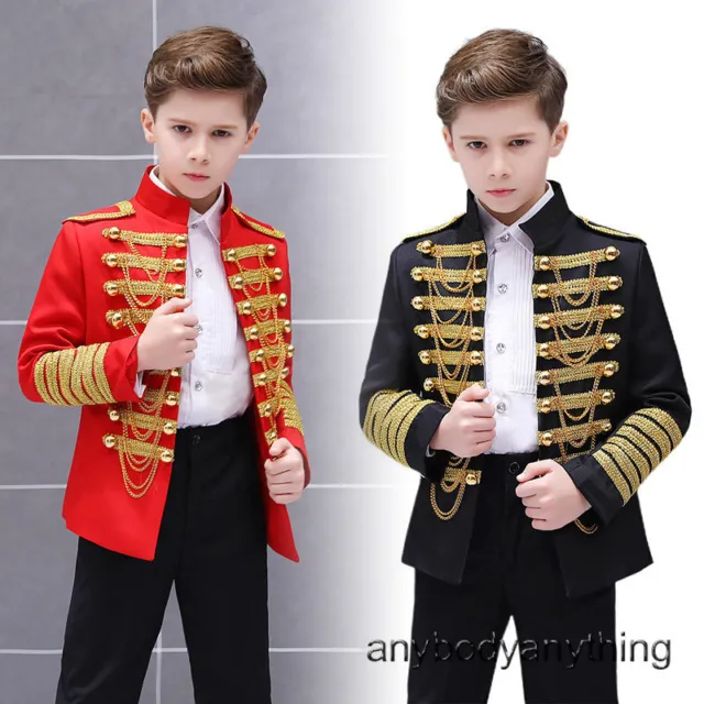 2PCS Boys Tassel Military Dress Suit Children Stage Court Dress Prince Costumes