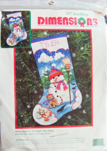 Dimensions "SNOWMAN & FRIENDS 16" STOCKING" Christmas X-Stitch Kit 9099 -SEALED!