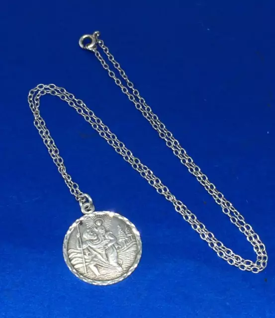 Ciondolo e Catena San Cristoforo Argento Sterling, Diametro Circolare 2,2cm