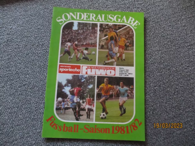 DDR Fußball Zeitschrift  " FUWO "    Sonderheft  Saison   81/82