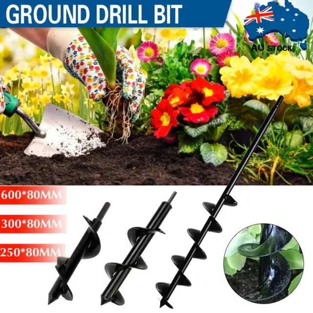 AU Power Garden Spiral Plant Auger Earth Planter Drill Bit Post Hole Digger Tool