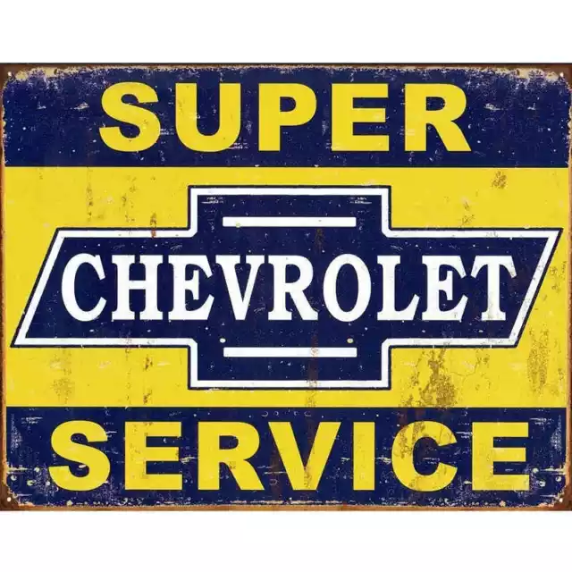 Super Chevy Service Metal Tin Sign Retro Man Cave Bar Pub 40.5x31.5 Genuine USA