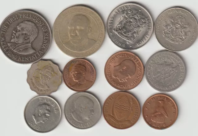 12 different world coins from 12different AFRICAN Countries