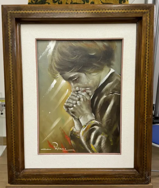 Quadro ad olio su tela di Gastone Peirano “figurativo” 30x40cm in cornice