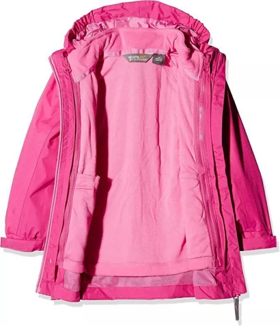 Regatta Luca Kids Girls 3 in 1 Waterproof Jacket & Fleece Rain Coat RRP £60