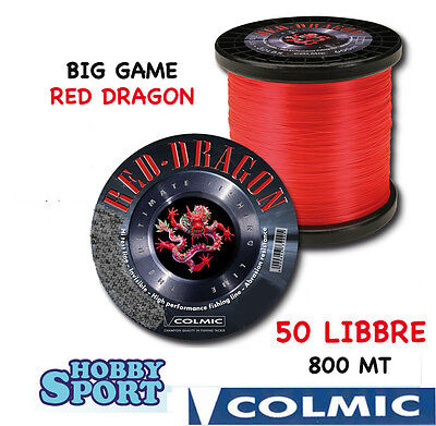 NYRE51 Monofilo Pesca Traina Big Game Colmic Red Dragon 800 m 0.65 mm FEU 