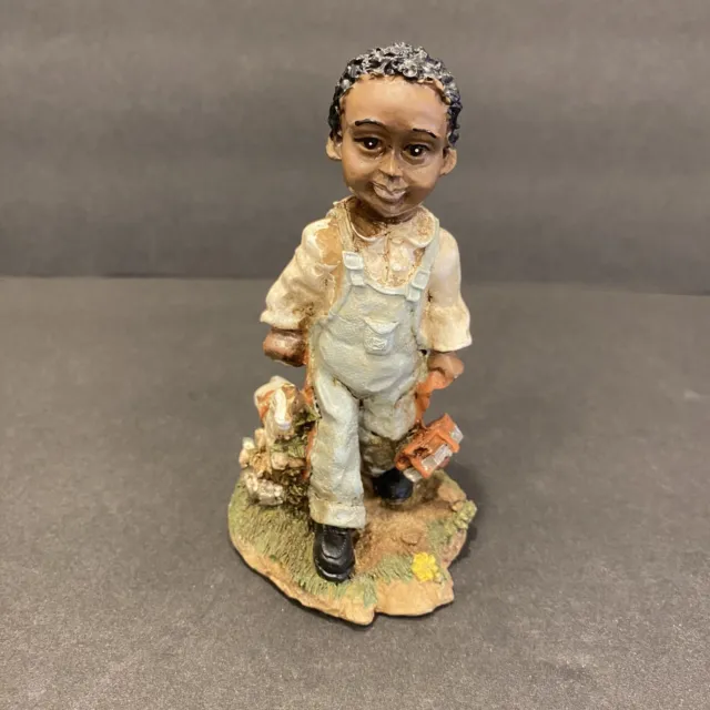 Vtg African American Black Sweet Little Boy w/Books  Statue Figurine Americana