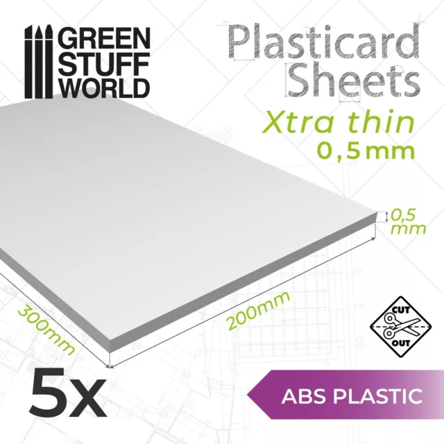 ABS Plasticard A4 - 0,5mm COMBOx5 sheets - Styrene Plastic Sheets - Plastikard