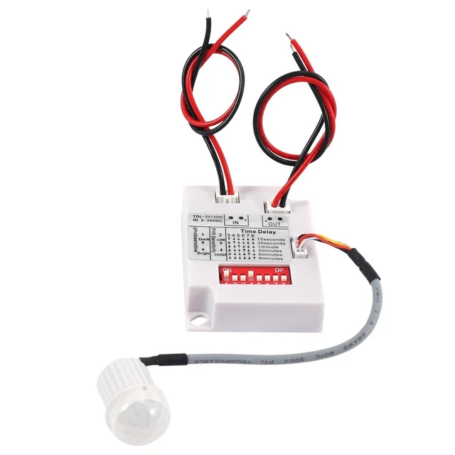 Module Détecteur PIR 12V – Capteur Pyroélectrique Pour Détection Humaine, Relais, Réglable 6S-30min, 120°, 3-5m - 8