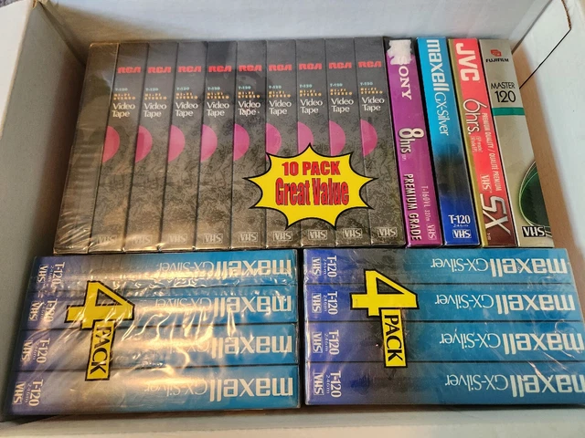 Brand New Lot of 22  Sealed VHS Cassette Tapes Sony, RCA, Maxell, JVC