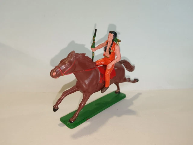 Starlux - Sioux Série Ordinaire 65 - Cavalier Tireur à L'arc  Bleu Cheval Noir Galop Ref 434 A9594