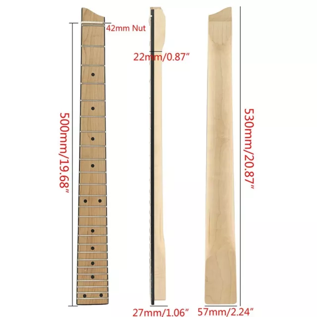 Quality Maple Neck Replacement for 6 String Travel Guitar 25 Frets Included