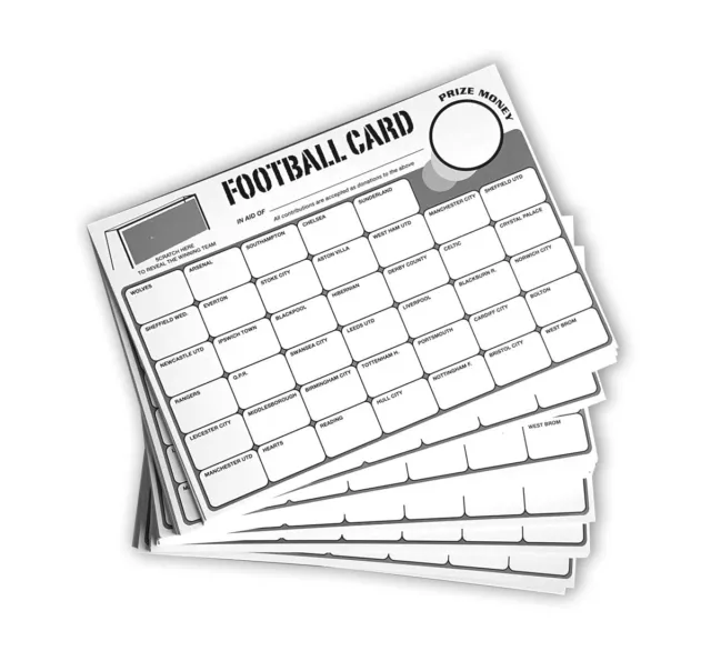 100 Fundraising Charity Football Scratch Cards 40 Team Raffle Card