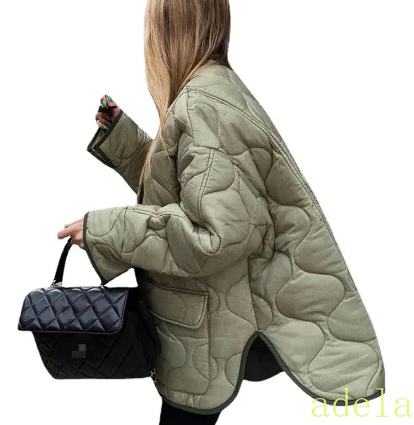 Women Winter Quilted Coat Parka Oversize Casual Pocket Cotton Padded Warm Jacket