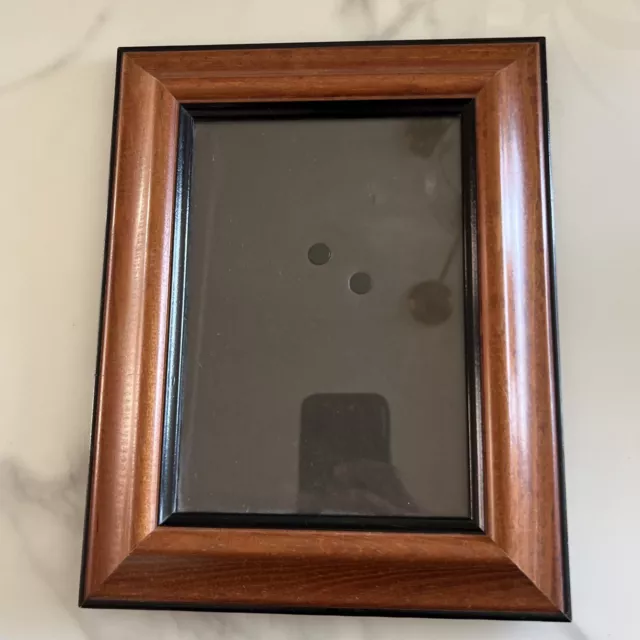 Vintage wooden Cognac toned light brown picture frame tab closure 5x7