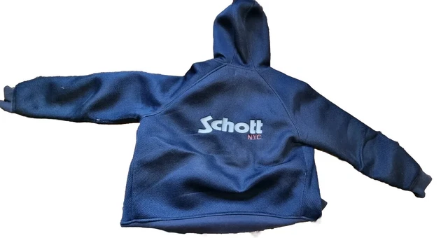 VERY RARE 90 S Schott Nyc Jacket Hoodie Vintage Navy Blue