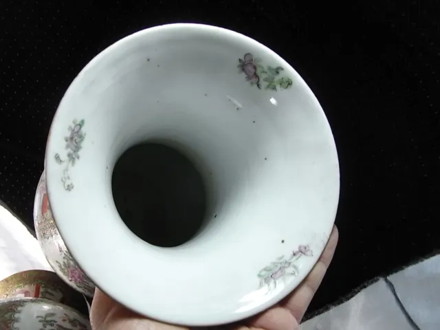 Ancienne Grande Paire De Vases Porcelaine Emaille Canton Chine Chinese Asiatique 10