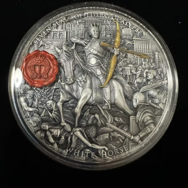 Niue 2023 7$ 3Oz Silver Coin Seven Seals Of The Apocalypse White Horse