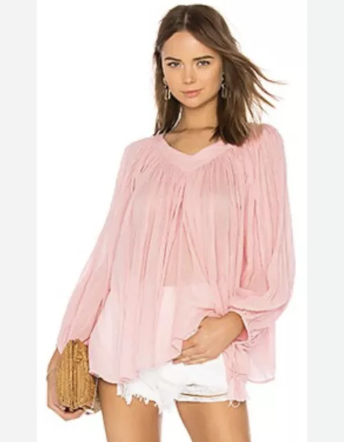 The Great Tunic Top The Artist Blouse Pink Full Cut Tassel Wrist Size 2/M