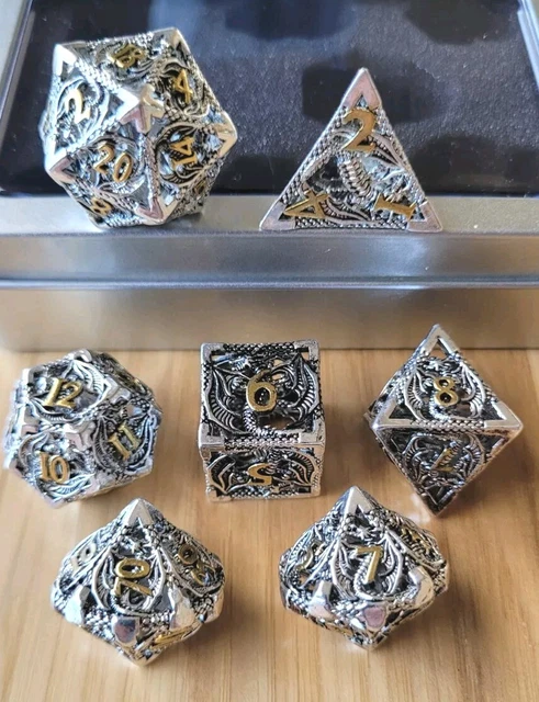 Fantasydice Nightwatch Large Metal Dice Set - 7 Polyhedral Dice With Metal Box For D&D, RPG Tabletop Games - View #9