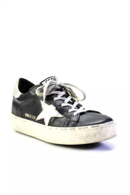 Golden Goose Deluxe Brand Womens Leather Low Top Hi Star Sneakers Black Size 38