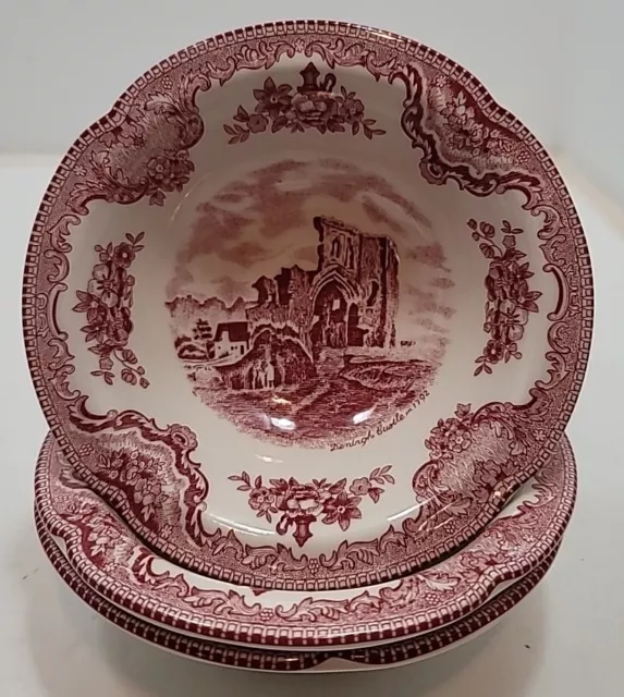 JOHNSON BROS OLD BRITAIN CASTLE PINK Cereal Dessert Soup Bowls 6 1/8" Set Of 3