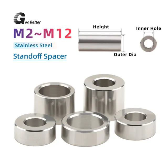 M2~M12 Stainless Steel Spacers Standoff Unthreaded Round Bushing Sleeve Washers