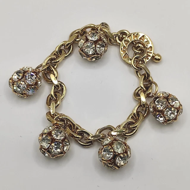 Bracelet Agatha Paris Vintage Années 90 - Charms Disco Ball Et Strass - Fermoir Toggle