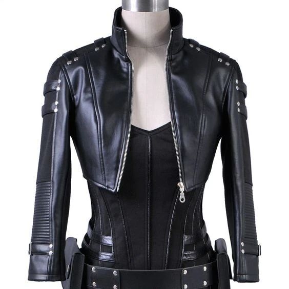 Per Donne E Ragazze 100% Vera pelle D'Agnello Corto Bolero Coprispalle Gotico