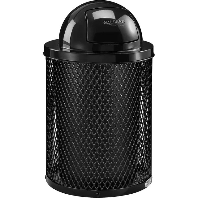 32 Gallon Thermoplastic Coated Mesh Receptacle w/Dome Lid, Black