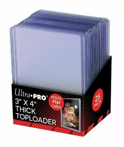 25ct Pack 3x4 Ultra Pro 55pt Toploaders Holders Thicker Trading Cards - 1 PACK